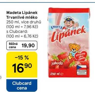 Madeta Lipánek Trvanlivé mléko, 250 ml 