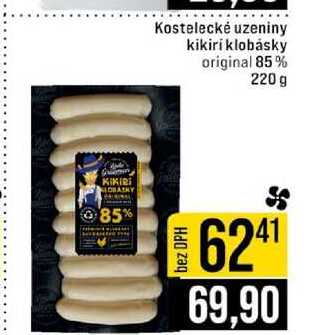 Kostelecké uzeniny kikiri klobásky original 85% 220 g 
