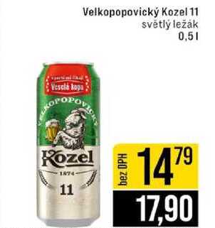 Velkopopovický Kozel 11 světlý ležák 0,5l
