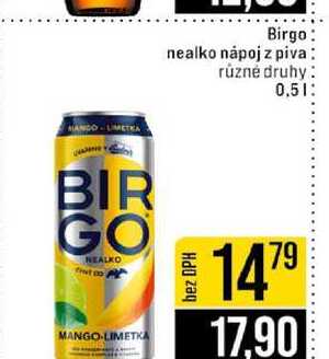 Birgo nealko nápoj z piva různé druhy 0,5l