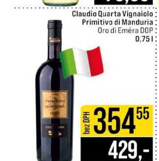 Claudio Quarta Vignaiolo Primitivo di Manduria Oro di Emera DOP 0,75l