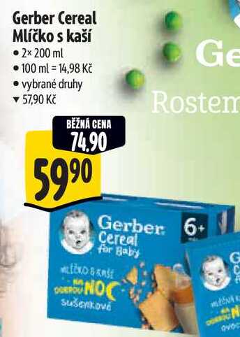 Gerber Cereal Mlíčko s kaší, 2x 200 ml