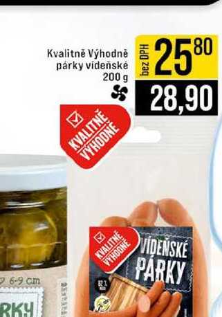  Kvalitně Výhodně párky vídeňské 200 g 