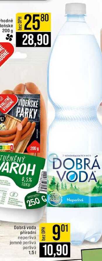 Dobrá voda přírodní neperlivá jemné perlivá perlivá 1,5l