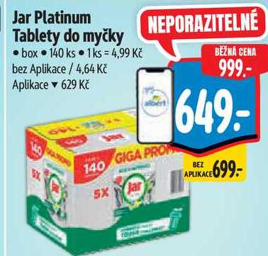 Jar Platinum Tablety do myčky, 140 ks 