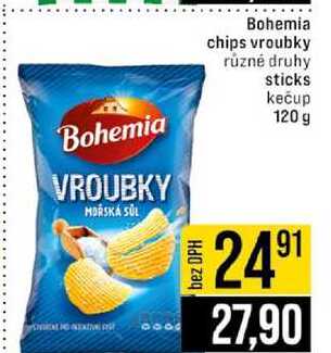 Bohemia chips vroubky různé druhy sticks kečup 120 g