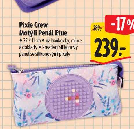 Pixie Crew Motýli Penál Etue 22 x 11 cm na bankovky, mince a doklady  