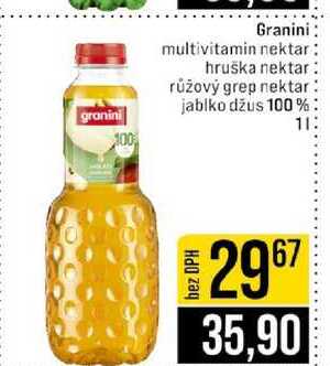 Granini multivitamin nektar hruška nektar růžový grep nektar jablko džus 100% 1l