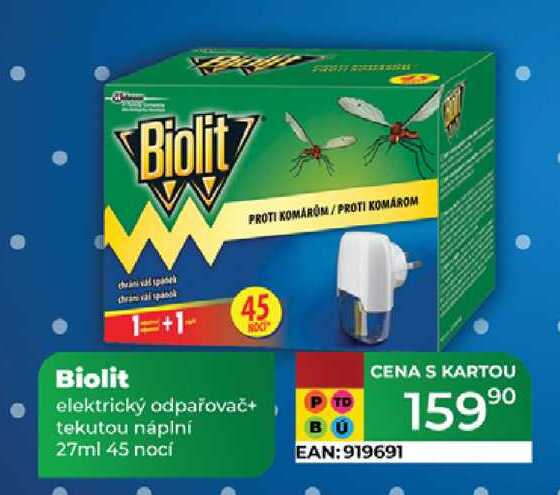 Biolit elektrický odpařovač+ tekutou náplní 27ml 45 nocí 