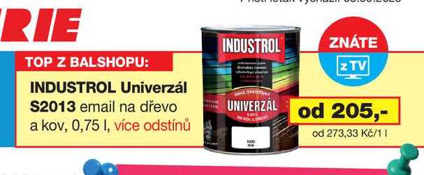 INDUSTROL Univerzál S2013 email na dřevo a kov, 0,75 I, více odstínů
