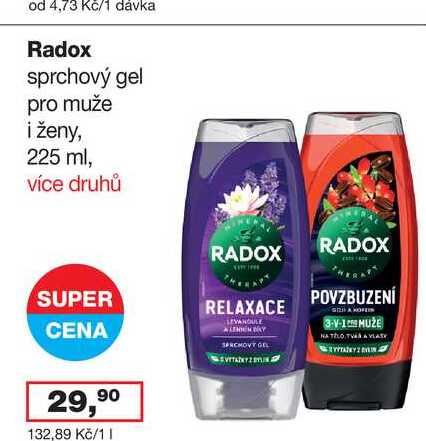 Radox sprchový gel pro muže i ženy, 225 ml, více druhů