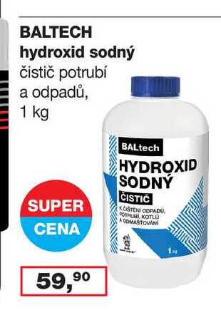 BALTECH hydroxid sodný čistič potrubí a odpadů, 1 kg