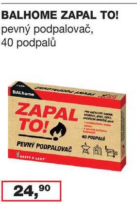 BALHOME ZAPAL TO! pevný podpalovač, 40 podpalů 