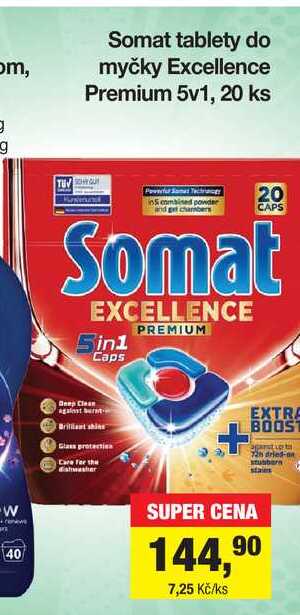 Somat tablety do myčky Excellence Premium 5v1, 20 ks 