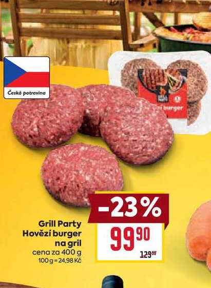 Grill Party Hovězí burger na gril cena za 400 g 
