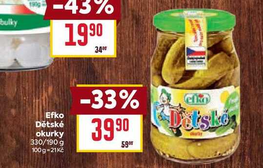 Efko Dětské okurky 330/190 g 