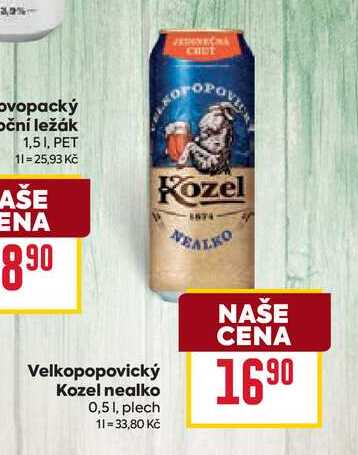 Velkopopovický Kozel nealko 0,51, plech