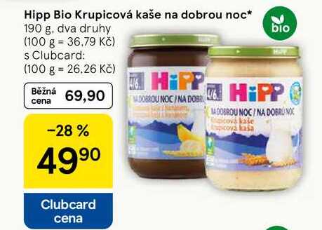Hipp Bio Krupicová kaše na dobrou noc, 190 g, dva druhy 