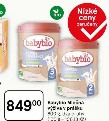 Babybio Mléčná výživa v prášku, 800 g, dva druhy  