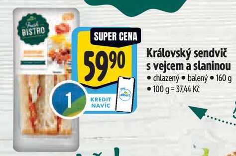 Královský sendvič s vejcem a slaninou, 160 g