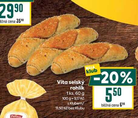 Vita selský rohlík 1ks, 60 g