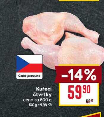 Kuřecí čtvrtky cena za 600 g 