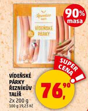 VÍDEŇSKÉ PÁRKY ŘEZNÍKŮV TALÍŘ, 2x 200 g 