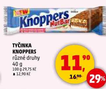 KNOPPERS tyčinka různé druhy, 40 g 