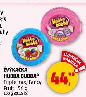 HUBBA BUBBA žvýkačka Triple mix, Fancy Fruit, 56 g 