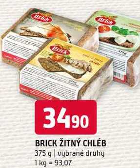 Brick žitný chléb 375 g vybrané druhy 