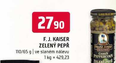 F. J. kaiser zelený pepř 110/65 g ve slaném nálevu 