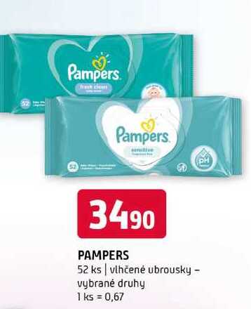 Pampers 52 ks vlhčené ubrousky vybrané druhy 