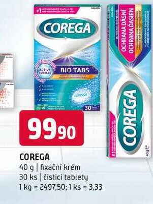 COREGA 40 g fixační krém 30 ks čisticí tablety 