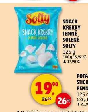 SNACK KREKRY JEMNĚ SOLENÉ SOLTY, 125 g  