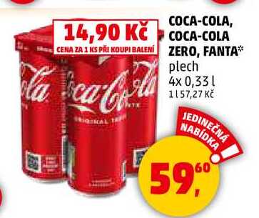 COCA-COLA, 4 x 0,33 l