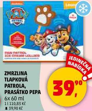ZMRZLINA TLAPKOVÁ PATROLA, PRASÁTKO PEPA, 6x 60 ml 