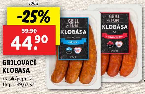 GRILOVACÍ KLOBÁSA, 300 g