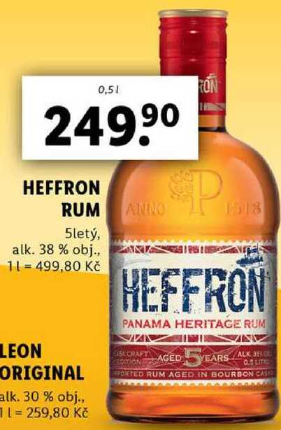 HEFFRON RUM, 0,5 l