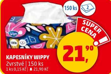 KAPESNÍKY WIPPY 2vrstvé, 150 ks 