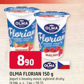 OLMA FLORIAN 150 g jogurt s kousky ovoce