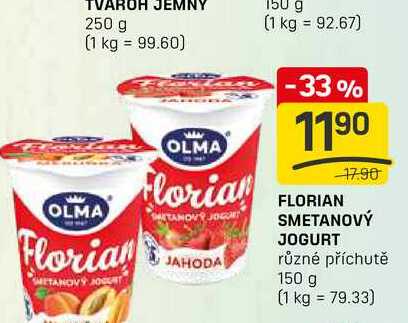 FLORIAN SMETANOVÝ JOGURT různé příchutě 150 g 