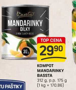 KOMPOT MANDARINKY BASSTA 312 g. p.p. 175 g 