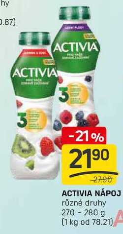 ACTIVIA NÁPOJ různé druhy 270 - 280 g 