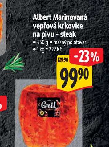 Albert Marinovaná vepřová krkovice na pivu - steak 450 g  