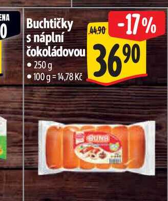   Buchtičky s náplní čokoládovou 250 g  