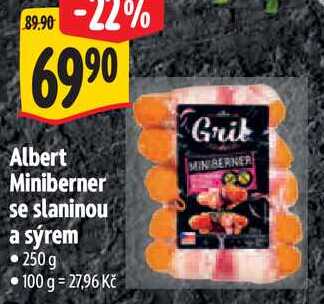 Albert Miniberner se slaninou a sýrem, 250 g