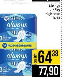 Always vložky night duo 14 ks