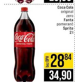 Coca Cola original zero Fanta pomeranč Sprite 2l