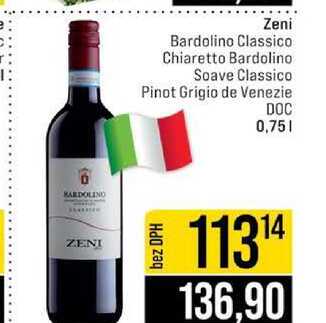 Zeni Bardolino Classico Chiaretto Bardolino Soave Classico Pinot Grigio de Venezie DOC 0,75l