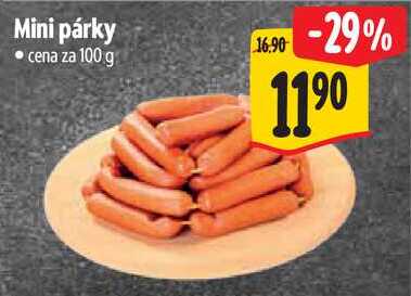 Mini párky, cena za 100 g 
